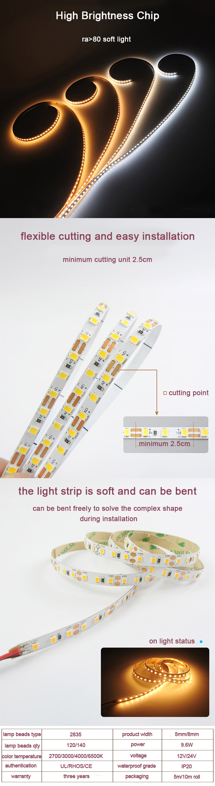 2835 flexible led light strip